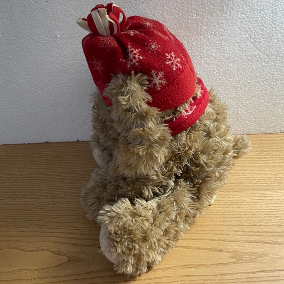 Fashion Bug Plush Shaggy Puppy Dog w Red Scarf & Hat Floppy Lay Flat 15” inch - Picture 2 of 7